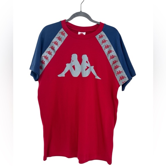 KAPPA BANDA ANGOT REFLECTIVE T-SHIRT RED & BLUE - Picture 6 of 6